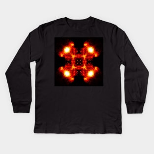 Ominous Red Kaleidoscope pattern (Seamless) 20 Kids Long Sleeve T-Shirt